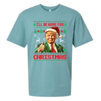 ILl Be Home For Christmas Funny Santa Trump Pajamas Ugly Great Gift Sueded Cloud Jersey T-Shirt