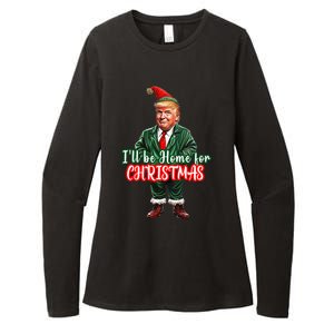 ILl Be Home For Christmas Funny Santa Elf Trump 2024 Womens CVC Long Sleeve Shirt