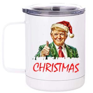 ILl Be Home For Christmas Funny Trump Xmas Santa Pajamas Gift 12 oz Stainless Steel Tumbler Cup