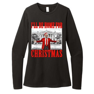 ILl Be Home For Christmas Santa Funny Trump Xmas Pajamas Womens CVC Long Sleeve Shirt