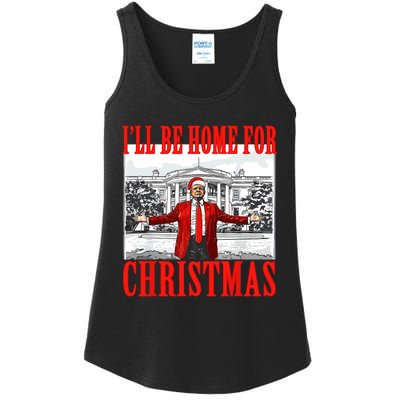 ILl Be Home For Christmas Santa Funny Trump Xmas Pajamas Ladies Essential Tank