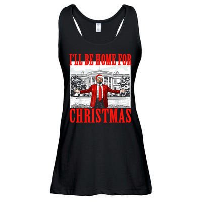 ILl Be Home For Christmas Santa Funny Trump Xmas Pajamas Ladies Essential Flowy Tank