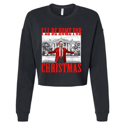 ILl Be Home For Christmas Santa Funny Trump Xmas Pajamas Cropped Pullover Crew