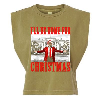 ILl Be Home For Christmas Santa Funny Trump Xmas Pajamas Garment-Dyed Women's Muscle Tee