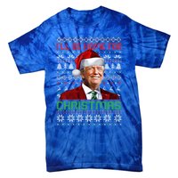 ILl Be Home For Christmas Funny Santa Trump Pajamas Ugly Gift Tie-Dye T-Shirt