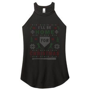 Ill Be Home For Christmas Baseball Ugly Christmas Women’s Perfect Tri Rocker Tank