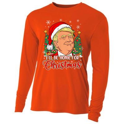 ILl Be Home For Christmas Funny Santa Trump Pajamas Xmas Gift Cooling Performance Long Sleeve Crew