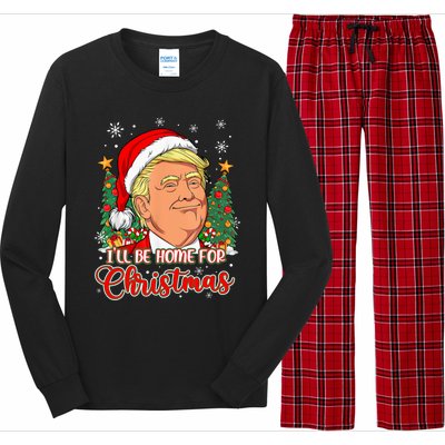 ILl Be Home For Christmas Funny Santa Trump Pajamas Xmas Gift Long Sleeve Pajama Set