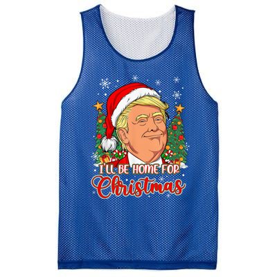 ILl Be Home For Christmas Funny Santa Trump Pajamas Xmas Gift Mesh Reversible Basketball Jersey Tank