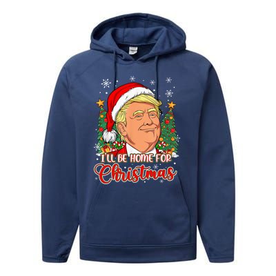 ILl Be Home For Christmas Funny Santa Trump Pajamas Xmas Gift Performance Fleece Hoodie