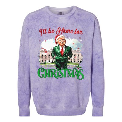 ILl Be Home For Christmas Funny Santa Elf Trump Xmas 2024 Colorblast Crewneck Sweatshirt