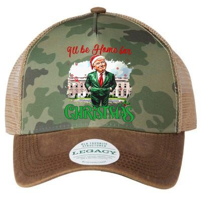 ILl Be Home For Christmas Funny Santa Elf Trump Xmas 2024 Legacy Tie Dye Trucker Hat