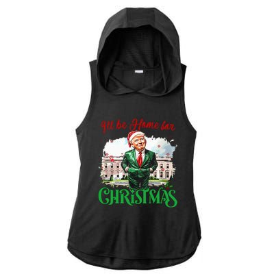 ILl Be Home For Christmas Funny Santa Elf Trump Xmas 2024 Ladies PosiCharge Tri-Blend Wicking Draft Hoodie Tank