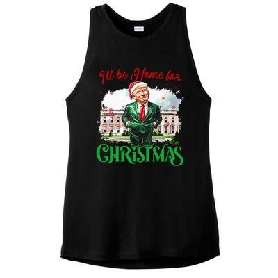 ILl Be Home For Christmas Funny Santa Elf Trump Xmas 2024 Ladies PosiCharge Tri-Blend Wicking Tank