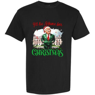 ILl Be Home For Christmas Funny Santa Elf Trump Xmas 2024 Garment-Dyed Heavyweight T-Shirt