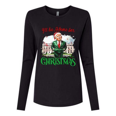 ILl Be Home For Christmas Funny Santa Elf Trump Xmas 2024 Womens Cotton Relaxed Long Sleeve T-Shirt