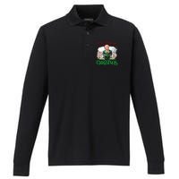 ILl Be Home For Christmas Funny Santa Elf Trump Xmas 2024 Performance Long Sleeve Polo