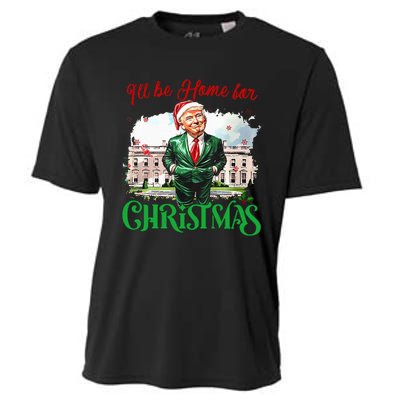 ILl Be Home For Christmas Funny Santa Elf Trump Xmas 2024 Cooling Performance Crew T-Shirt