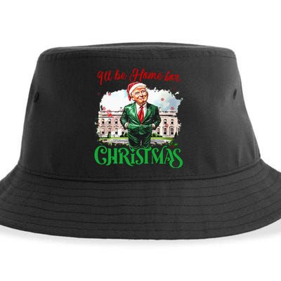 ILl Be Home For Christmas Funny Santa Elf Trump Xmas 2024 Sustainable Bucket Hat