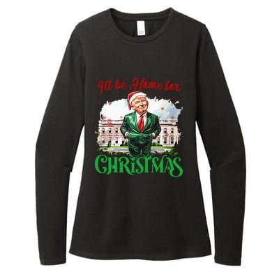 ILl Be Home For Christmas Funny Santa Elf Trump Xmas 2024 Womens CVC Long Sleeve Shirt