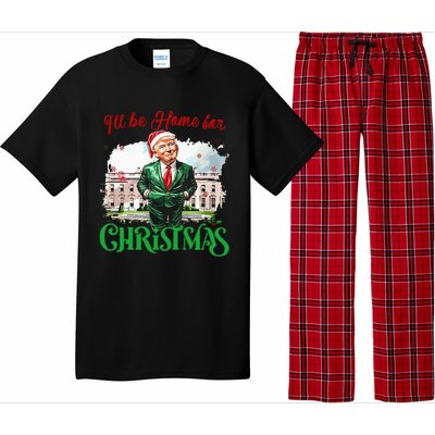 ILl Be Home For Christmas Funny Santa Elf Trump Xmas 2024 Pajama Set