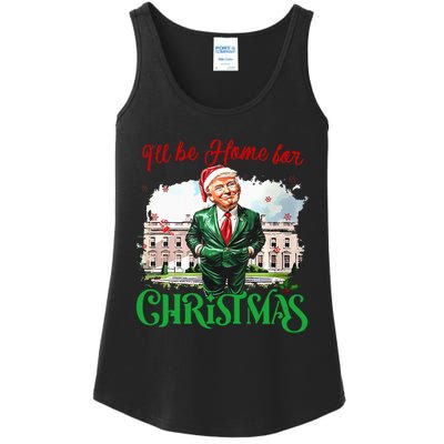 ILl Be Home For Christmas Funny Santa Elf Trump Xmas 2024 Ladies Essential Tank