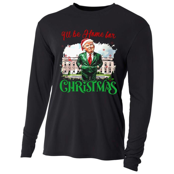 ILl Be Home For Christmas Funny Santa Elf Trump Xmas 2024 Cooling Performance Long Sleeve Crew