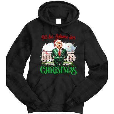 ILl Be Home For Christmas Funny Santa Elf Trump Xmas 2024 Tie Dye Hoodie