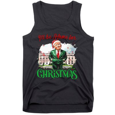 ILl Be Home For Christmas Funny Santa Elf Trump Xmas 2024 Tank Top