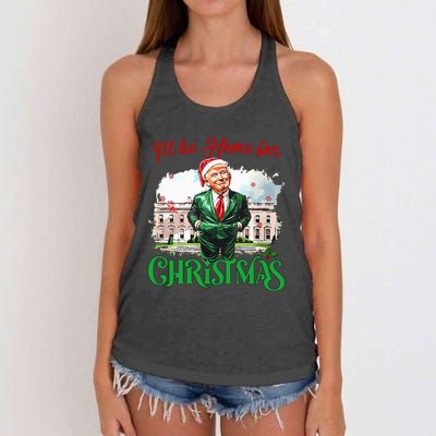 ILl Be Home For Christmas Funny Santa Elf Trump Xmas 2024 Women's Knotted Racerback Tank