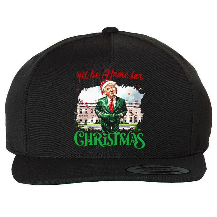 ILl Be Home For Christmas Funny Santa Elf Trump Xmas 2024 Wool Snapback Cap