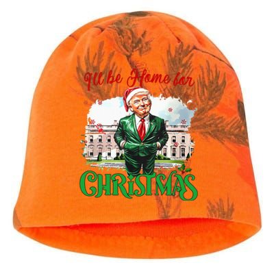 ILl Be Home For Christmas Funny Santa Elf Trump Xmas 2024 Kati - Camo Knit Beanie