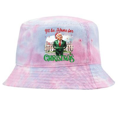 ILl Be Home For Christmas Funny Santa Elf Trump Xmas 2024 Tie-Dyed Bucket Hat