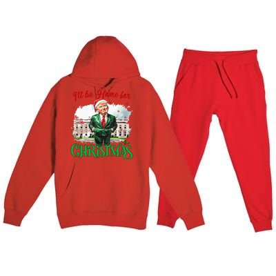 ILl Be Home For Christmas Funny Santa Elf Trump Xmas 2024 Premium Hooded Sweatsuit Set