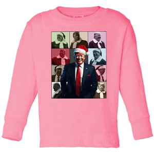 ILl Be Home For Christmas Santa Trump Xmas Pajamas Toddler Long Sleeve Shirt