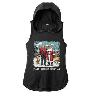 ILl Be Home For Christmas Funny Trump Xmas Santa Graphic Ladies PosiCharge Tri-Blend Wicking Draft Hoodie Tank