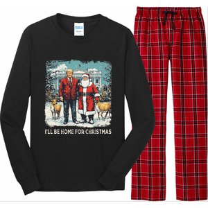 ILl Be Home For Christmas Funny Trump Xmas Santa Graphic Long Sleeve Pajama Set