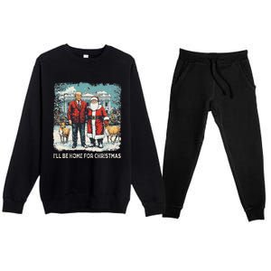 ILl Be Home For Christmas Funny Trump Xmas Santa Graphic Premium Crewneck Sweatsuit Set