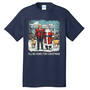 ILl Be Home For Christmas Funny Trump Xmas Santa Graphic Tall T-Shirt