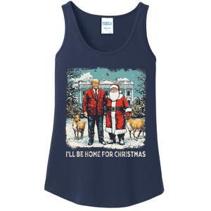 ILl Be Home For Christmas Funny Trump Xmas Santa Graphic Ladies Essential Tank