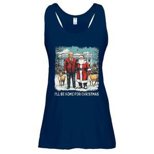 ILl Be Home For Christmas Funny Trump Xmas Santa Graphic Ladies Essential Flowy Tank