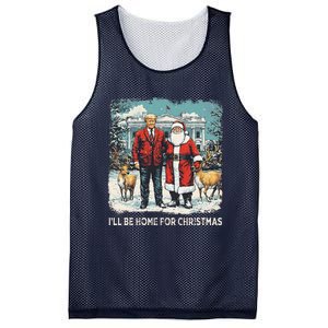 ILl Be Home For Christmas Funny Trump Xmas Santa Graphic Mesh Reversible Basketball Jersey Tank