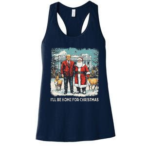 ILl Be Home For Christmas Funny Trump Xmas Santa Graphic Women's Racerback Tank