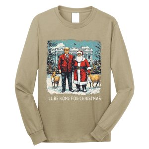 ILl Be Home For Christmas Funny Trump Xmas Santa Graphic Long Sleeve Shirt