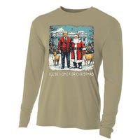 ILl Be Home For Christmas Funny Trump Xmas Santa Graphic Cooling Performance Long Sleeve Crew