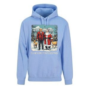 ILl Be Home For Christmas Funny Trump Xmas Santa Graphic Unisex Surf Hoodie