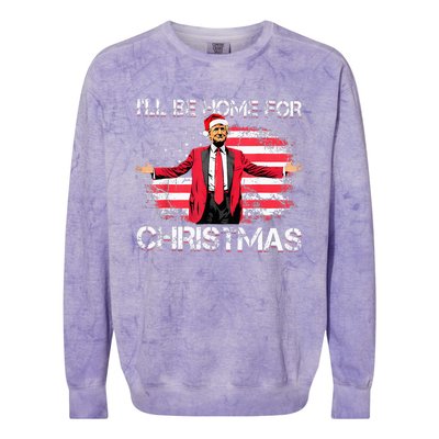 ILl Be Home For Christmas Political Trump American Flag Colorblast Crewneck Sweatshirt