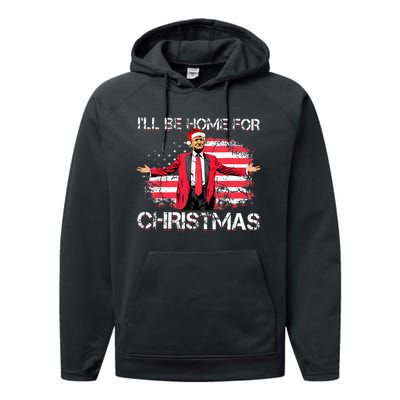 ILl Be Home For Christmas Political Trump American Flag Performance Fleece Hoodie