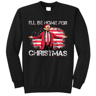 ILl Be Home For Christmas Political Trump American Flag Sweatshirt