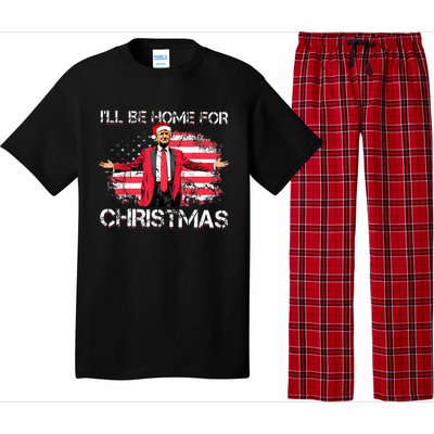 ILl Be Home For Christmas Political Trump American Flag Pajama Set